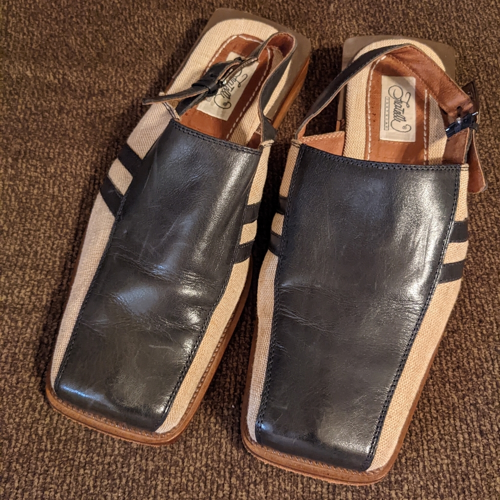 Ultra Miami chic men's linen and leather strap mules by Fratelli - Picture 11 of 11